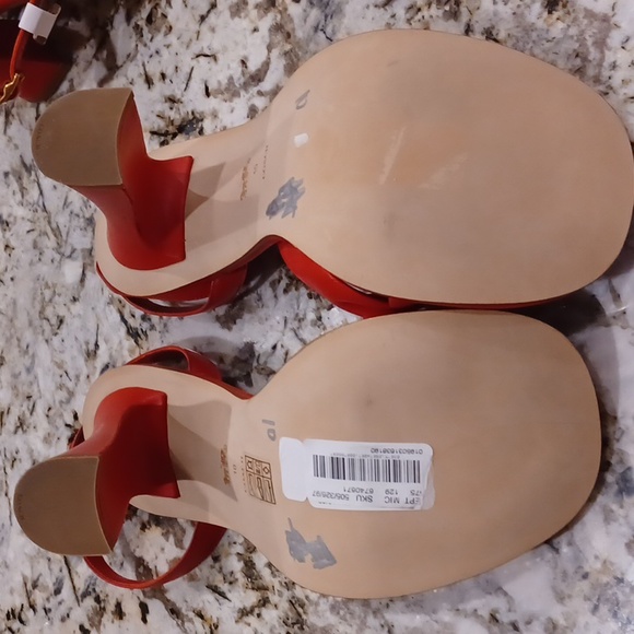 COACH Quincey Signature Logo Ankle Strap Dress Sandals Red Leather NEW - Picture 12 of 14